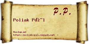 Poliak Pál névjegykártya